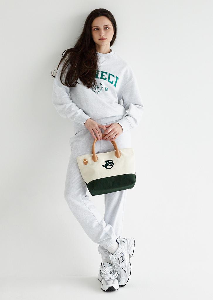 Juneci Sports Club Jsc Leather & Canvas Tote Bag (Natural_Green)