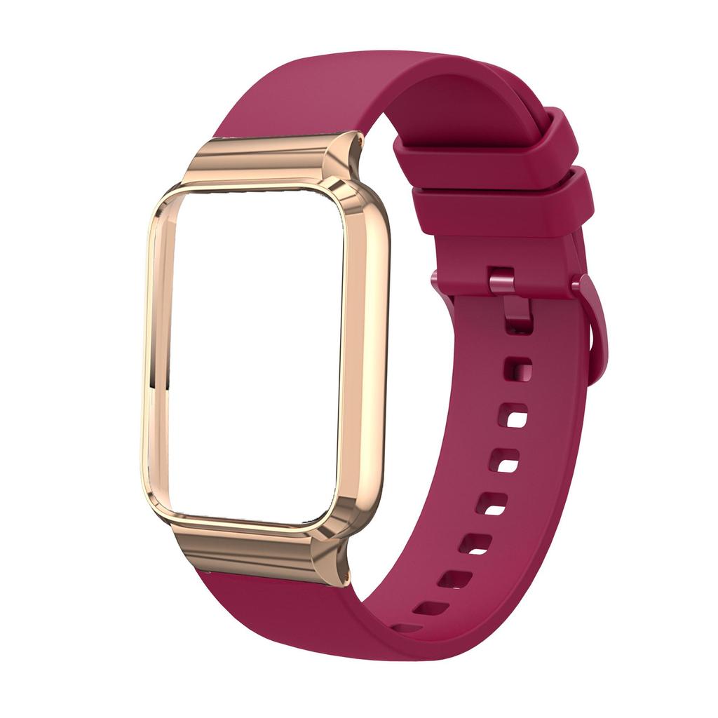Compatible with Xiaomi Band 10 Pro Metal Frame: Standard Version Silicone Watch Strap with Flat Buckle in Matching Color.