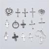 20pcs Cross Charms Handmade Pendant Making Fit Vintage Tibetan Bronze Silver Color DIY For Bracelet Necklace