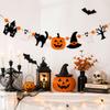 Halloween Banner Pumpkin Ghost Cat Hat Garland, Party Background Wall Hanging Decor, Holiday Themed Party Decoration Supplies