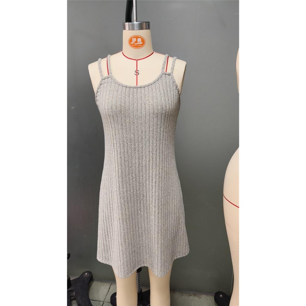 Women's Solid Color Casual Plus Size Suspender Vest Dress Clothes Sale