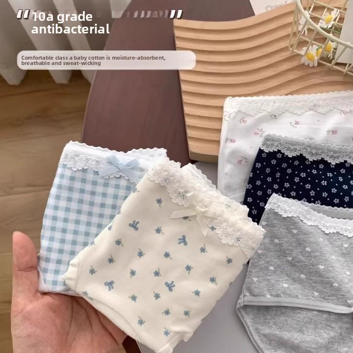 Ladies Spring and Summer Thin New Floral Pure Cotton Antibacterial Crotch Triangle Briefs