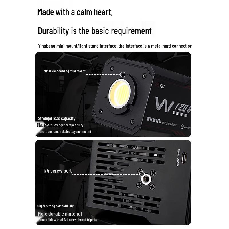 Yingbang W120B Outdoor Live Streaming Pocket Light - 100W Full Color Temperature Soft Light for Photography