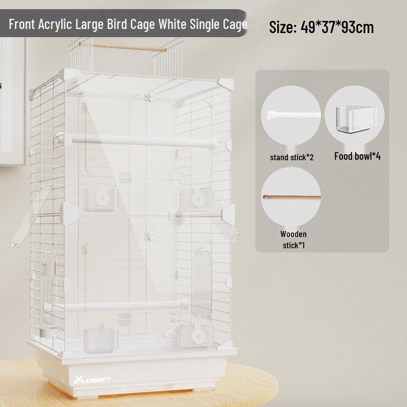 Large Transparent Acrylic Bird Cage with Toilet for Cockatiels and Parrots
