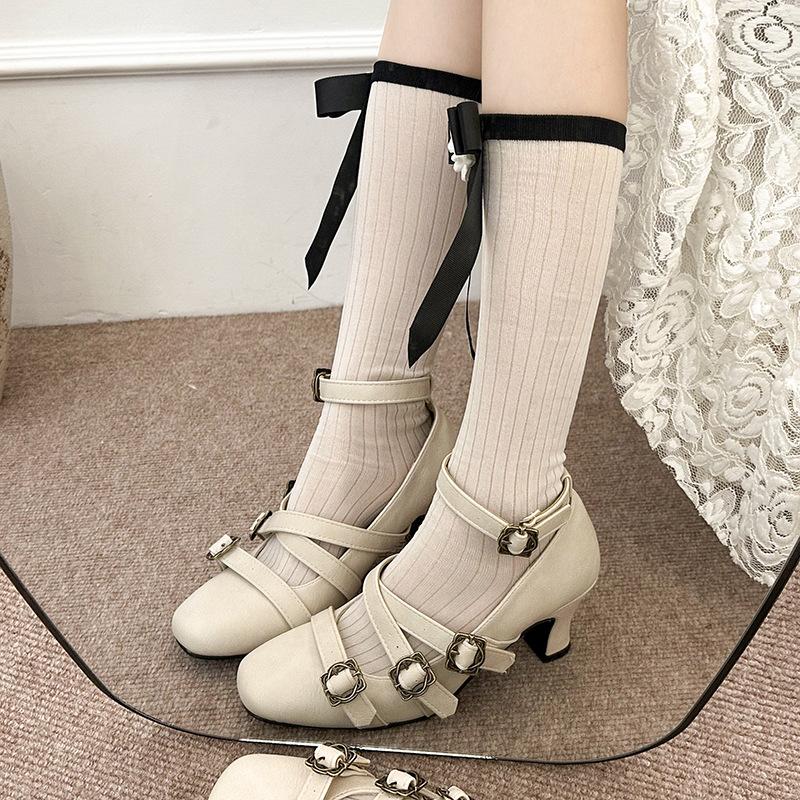 Single shoes women's new 2025 autumn women's shoes retro small leather shoes shallow mouth Mary Jane shoes inner height-increasing heels