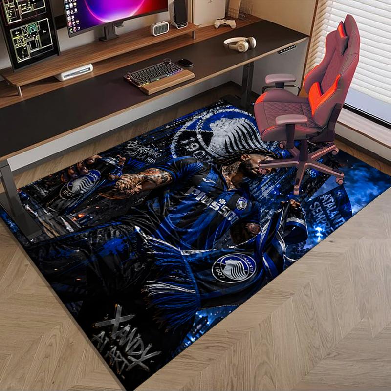 1PC Football Atalanta Rug Game Carpet, Floor Mat for Bedroom Living Room Entryway Rug, Home Decor Idea Gift for Christmas Birthday