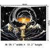Amhokhui Black and White Tapestry Sun Mountain Tapestry Starry Night Aesthetic Tapestries Trippy River Landscape Tapestries Dark Wall Hanging Decor