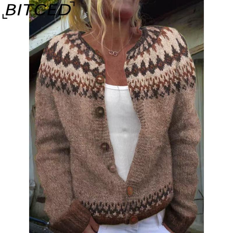 BITCED Women's Cardigan Sweater - Color-Blocked Oversized Knit Top