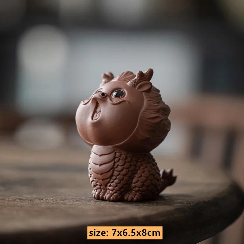 

Creative Purple Sand Tea Pet Dragon Sculpture Decoration Cute Animal Tea Table Ornaments Handmade Custom Tea Accessories
