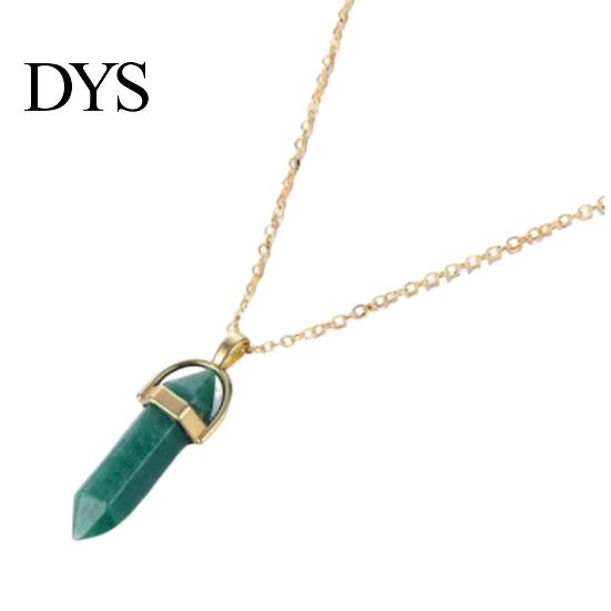 Pendant Necklace Faux Crystal Stone Decorative Chain Metal Women Jewelry Accessories