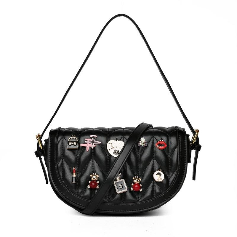 Bags Xiaoxiangfeng Rhombus Women's Bag 2025 New Korean Edition Fashion Splicing Trend One Shoulder Crossbody Saddle Bag
