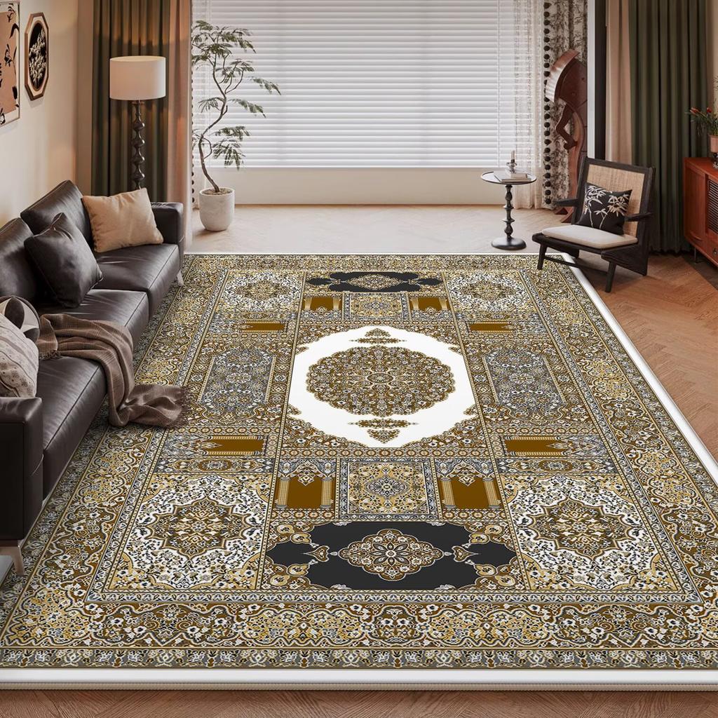 Bohemia Golden Deluxe Living Room Rugs Decoration Bedroom Anti Slip Floor Mats Large Area Carpet Lounge Rug Persian Mat Washable