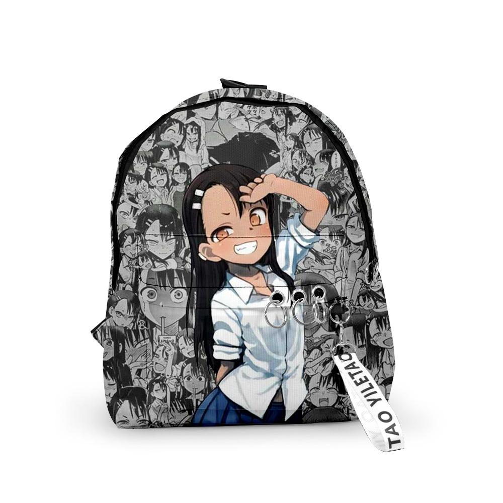 Popular Cool Nagatoro Notebook Backpack Boys/Girls Pupil School Bags 3D Print Keychains Oxford Waterproof Cute Small Backpacks