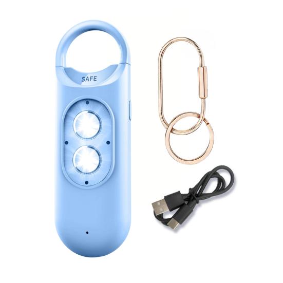 Wiederaufladbarer Sicherheitsalarm-Schlüsselanhänger 130dB Lauter Alarm mit LED-Blitzlicht Schlüssel Rucksack Wasser