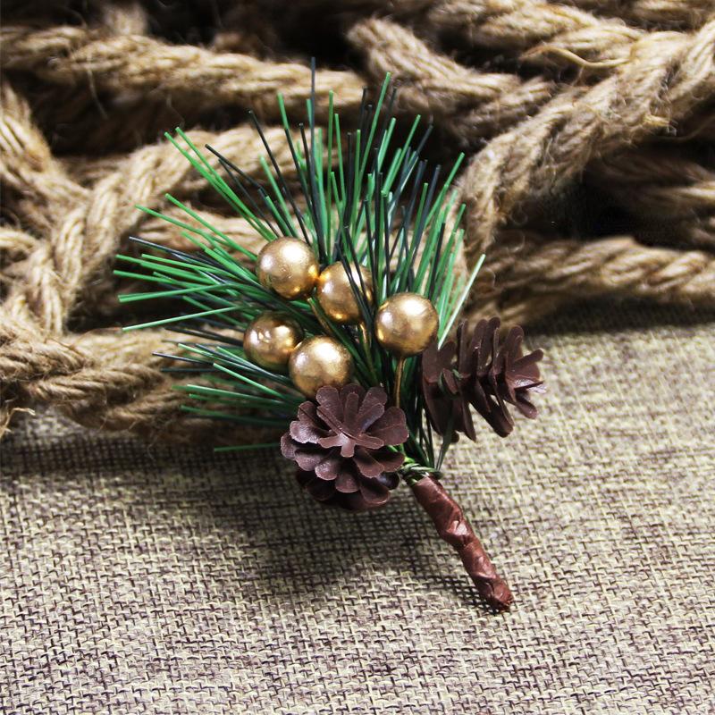10PCS Artificial Flower Red Christmas Berry Pine Cone Holly Branches New Year Home Decoration for Home Floral Decor Crafts