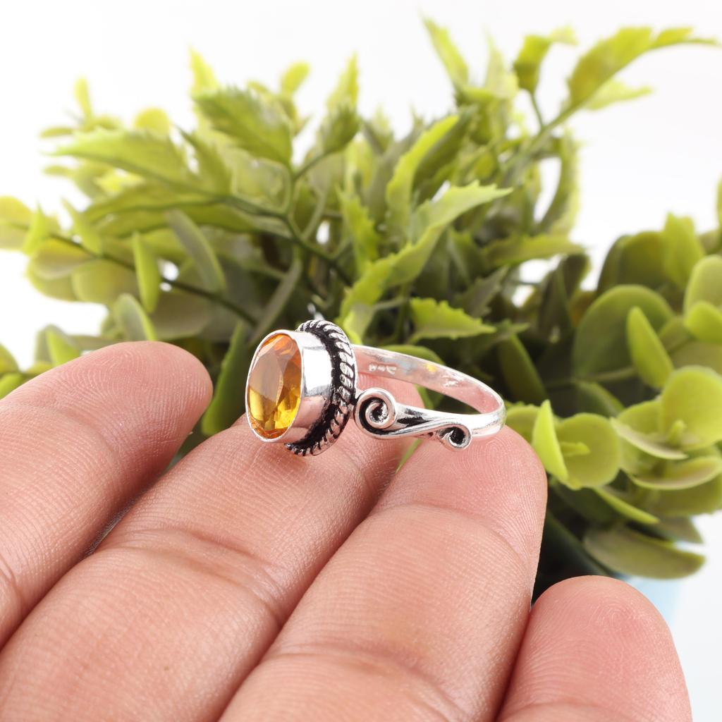 Citrine Jewelry, 925 Solid Sterling Silver Ring, Handmade Gemstone Jewelry Ring For Memorial Day