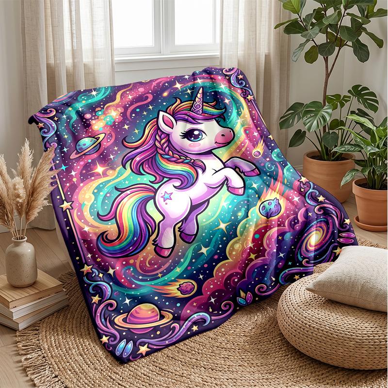 Rainbow Unicorn Fantasy Theme blanket Lightweight Warm Flannel Blanket Decorative Throw Blanket for Home Decoration
