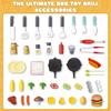 Kinder Grillspielset BBQ Spielzeug Grill mit Rauch Geräusch Licht Rädern Rollenspiel Küchenspielzeug für Kleinkinder Barbecue Spielzeugessen Geschenke