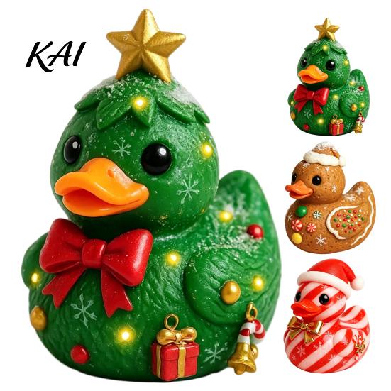 Cute Decorative Duck Figurines Christmas Figurine, Resin Sculpture for Holiday Home Decor, Party Table Centerpieces Desktop Ornaments with Festive