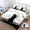 Samurai Silhouette with Swords Bedding Duvet Cover Set  (1*Duvet Cover 2*Pillowcases, Without Duvet Insert)
