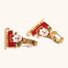 Santa Claus Drip Oil Earrings: 18K Gold-Plated Stainless Steel Sleigh Design