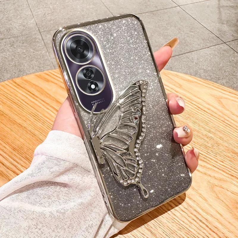 

3D Чехол с масляными блестками для телефона OPPO A60 A98 5G A58 4G A78 4G A38 A18 4G A17 A17K A79 5G с защитой камеры For OPPO A79 5G серебряный