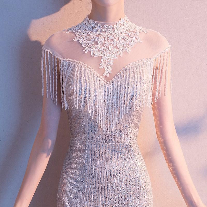 Banquet Evening Dress Dress Women's 1011 New Temperament Sequined Aura Queen Annual Meeting Host Long Fishtail Thin