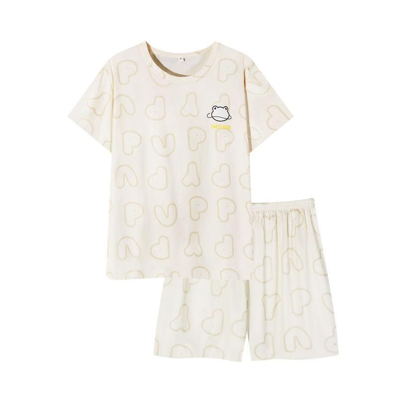 Factory Women's Pajamas Summer Cotton Short-sleeved Shorts Set New Year's Simple Casual Thin Loungewear