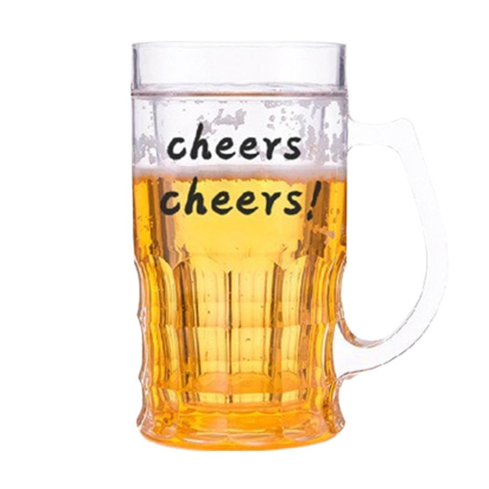 

1PCS 420ml Double Wall Plastic Beer Mug Funny Prank Cup For Joke Parties Pranks TikTok Famous Insulated Novelty Drinking Glass