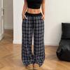 Loose Relaxed Fit Straight Cut Pinstripe Patchwork High Waist Draped Casual Athletic Pants