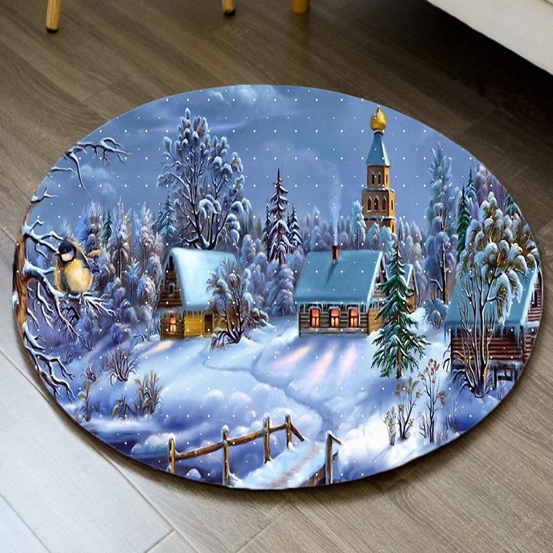 Christmas Carpet Santa Claus Reindeer Print Carpet Living Room Anti Slip Mat Family Christmas Party Decoration New Year Gifts