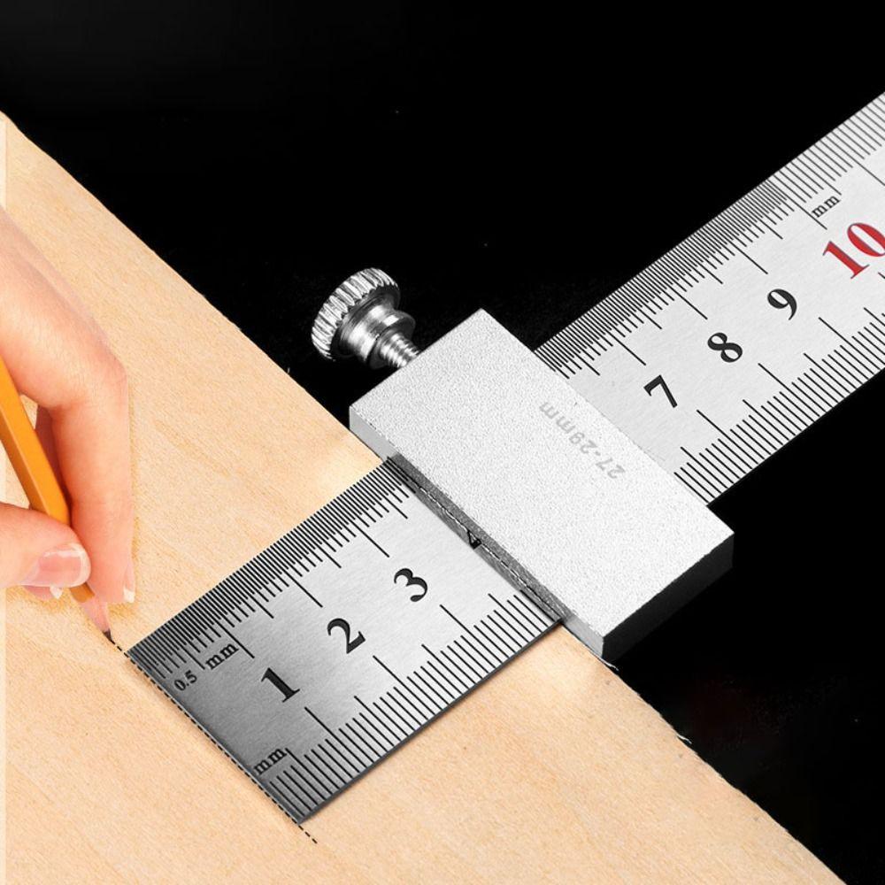 Metal Carpenter Straight Ruler Gauge Clear Scale Positioning Woodworking Square Carpentry