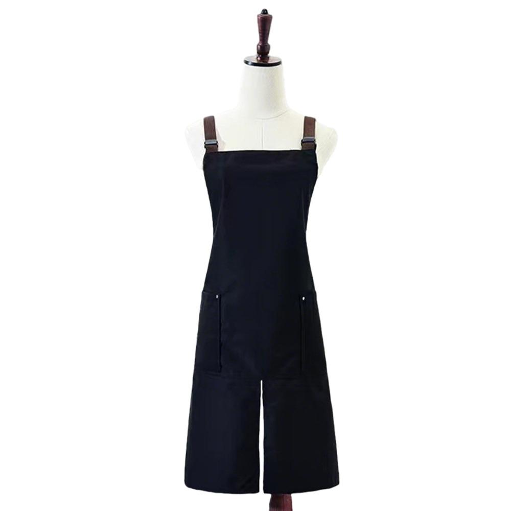 Fashion Canvas Baking Apron Waterproof Adjustable Strape Coffee Overalls Split Hem Design Japanese Style Work Cloth Kitchen Use