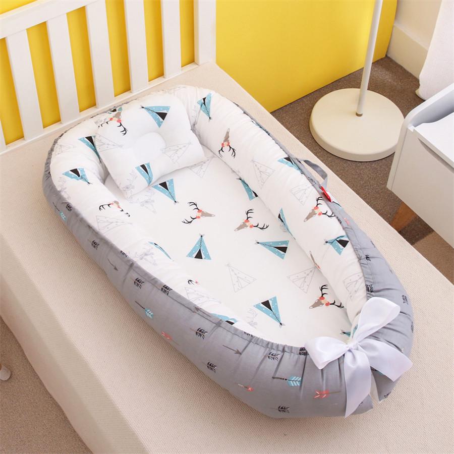 Hemei Portable Baby Nest: Anti-Pressure Pillow & Travel Bed