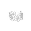 Bracciali Aperti Chunky con Fiori per Donna Acciaio Inossidabile Impermeabile Fiori Bracciale Largo Gioielli per Mano da Festa Matrimonio Regalo Elegante