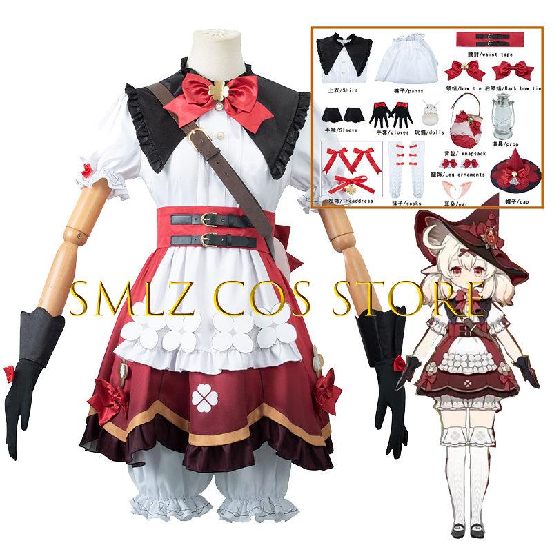 Spiel Hexe Klee Cosplay Kostüm Anime Impact Cosplay Lolita Kleid Anzug Frau Mit Hut Halloween Party Uniform Kleidung