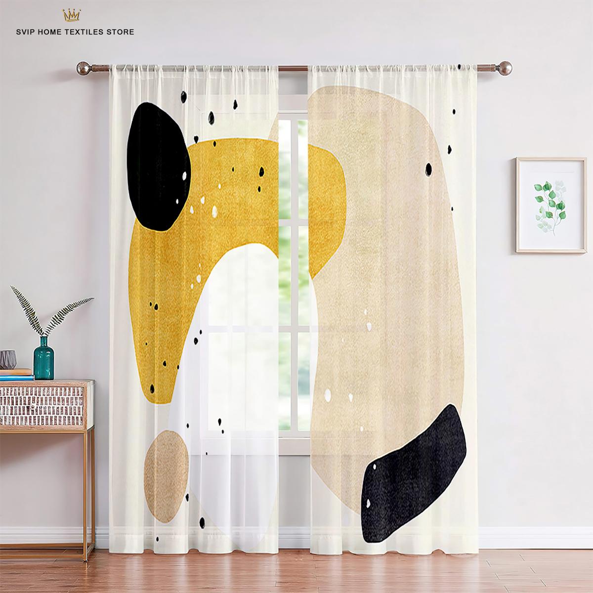 

3D Modern Minimalist Wind Plant Leaves Gauze Curtain, 2 Panels, Modern Abstract Art, Home Living Room, Bed,Chamber Balcony, Study Decor Accent W50X130H(CM)X2PCS&Grommet Top