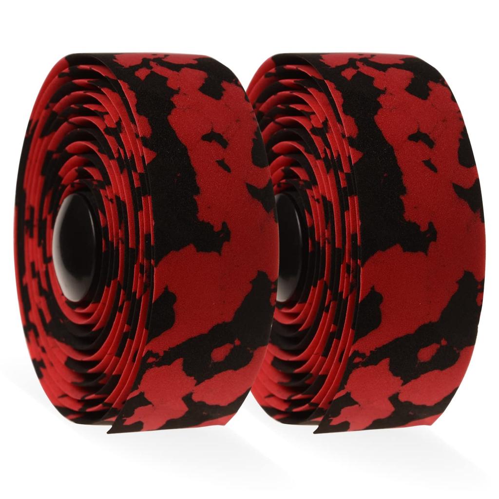 Bicycle Handlebar Drop Handlebar Tape for Road with End EVA Left and Right Tape, Bikes, Plugs, Material, Set, Black/Red, SPG2-BKRD