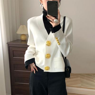Luxury Designer V-neck Knit Cardigan Sweater Coat Women Tops Fashion Elegant Chic Spring Autumn Clothing Y2k Clothes