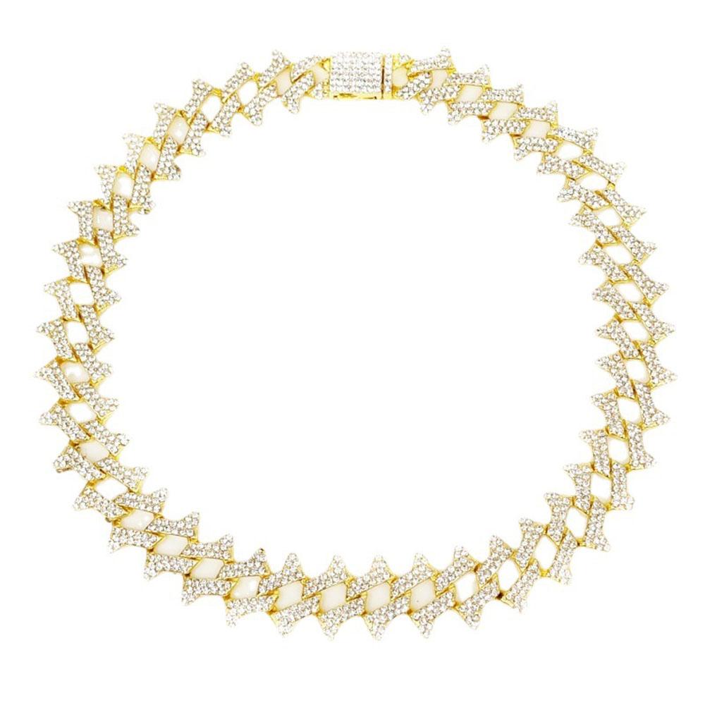 Hip Hop 21mm Prong Miami Cuban Chain Necklaces Micro Pave Rhinestones Luxury Bling Iced Out Charms Hiphop Rapper For Men Jewelry