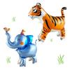 Large Size 4D Dinosaur Dog Cat Standing Foil Balloons Animals Walking Balloon With Wheel For Kids Birthday Party Decoration
