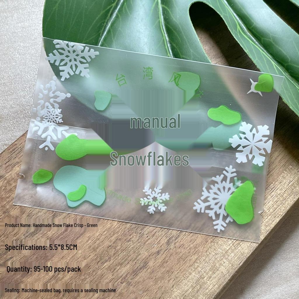 Handmade 5.5*8.5 Snowflake Crisp Three-Color Frosted Semi-Transparent Packaging Bag for Nougat Cookies