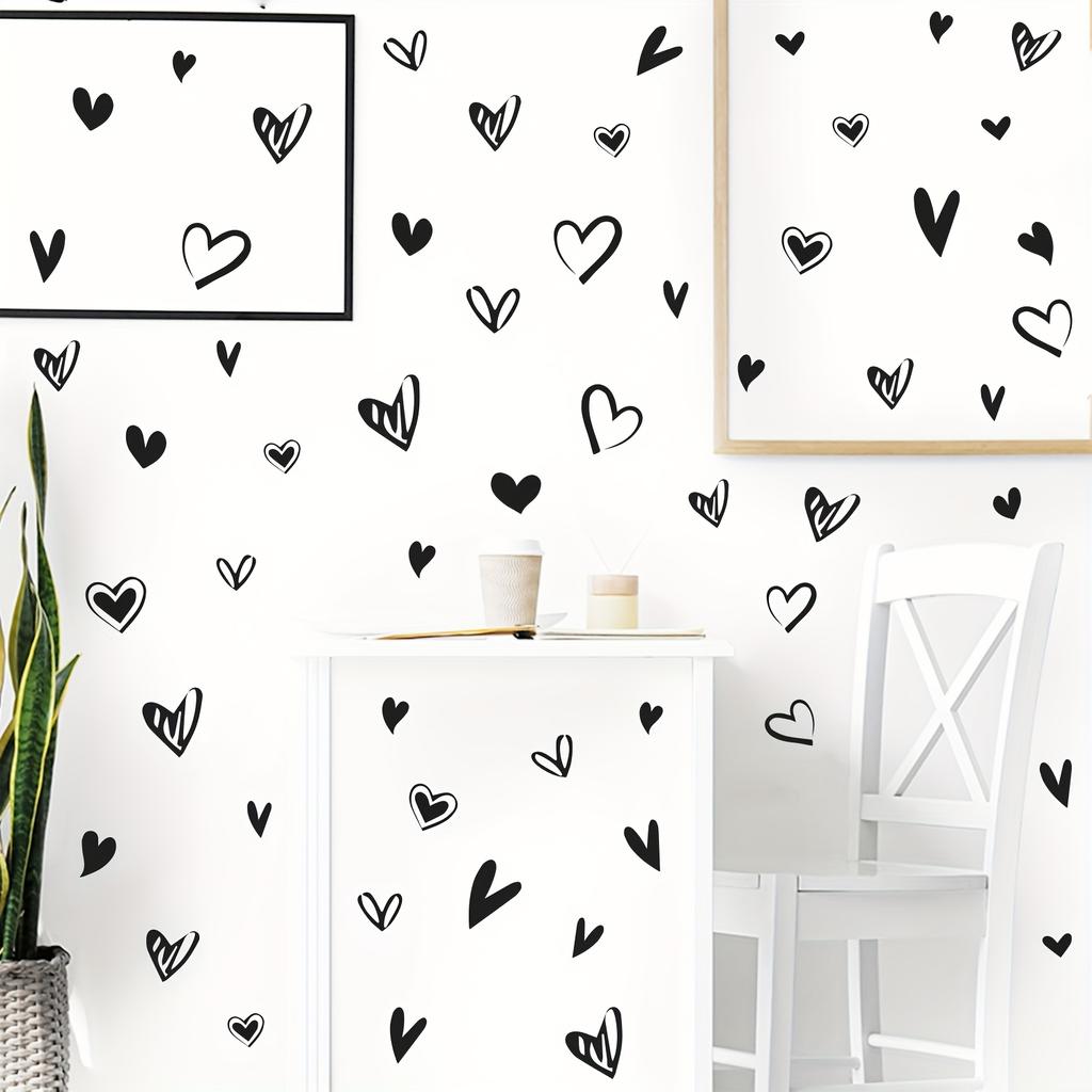 1pc Black Heart Wall Decals - Self-Adhesive Vinyl Heart-Shaped Stickers for Romantic Home Decor for Bedroom, Living Room, or Valentine's Day Wall Art
