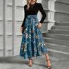 Women's Floral Print High Waist Fashionable And Elegant Dress