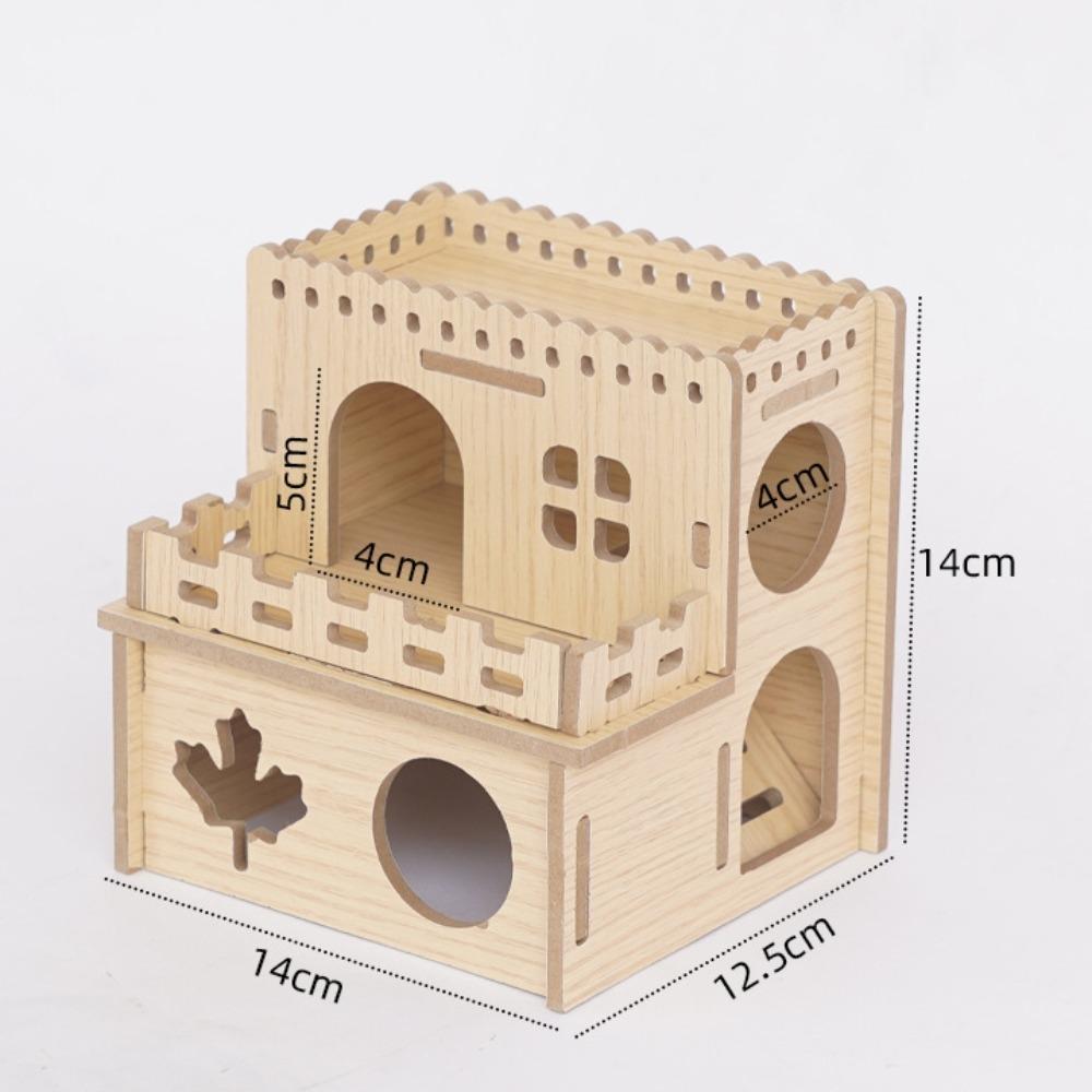 Durable Hamster House Natural Wooden Small Pets Hideaway New Hamster Hide Villa for Chinchilla