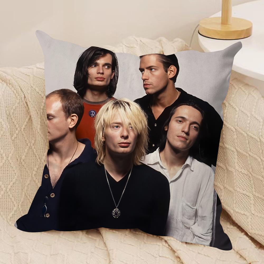 B-British Band Radioheads Cushion Cover Silky Short Plush Invisible Zipper Dustproof Sofa Pillow Case For Home Decor