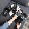 Thick-bottomed Rhinestone Slippers Women's Wear 2025 New Internet Celebrity Fashion Versatile Large Size 41-43 Medium Heel Cool Slippers Women