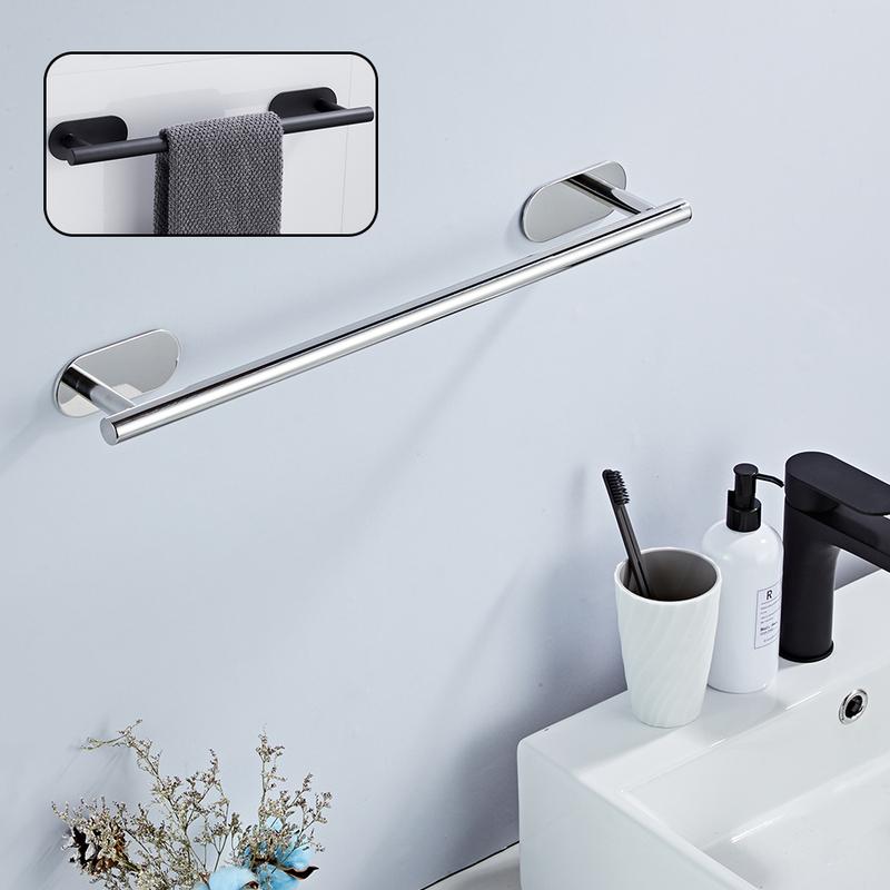 50cm Stainless Steel Bathroom Towel Rack No Drilling Self Adhesive Wall-Mounted Towel Clothes Shelf Holder Hanger Home Bath Rack