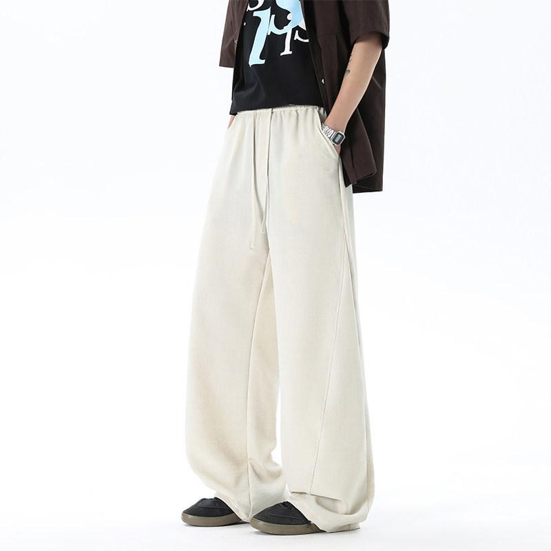 Summer New Imitation Hemp Casual Pants Retro Deconstruction Loose Scimitar Pants Refreshing Breathable Long Pants Old Money Style