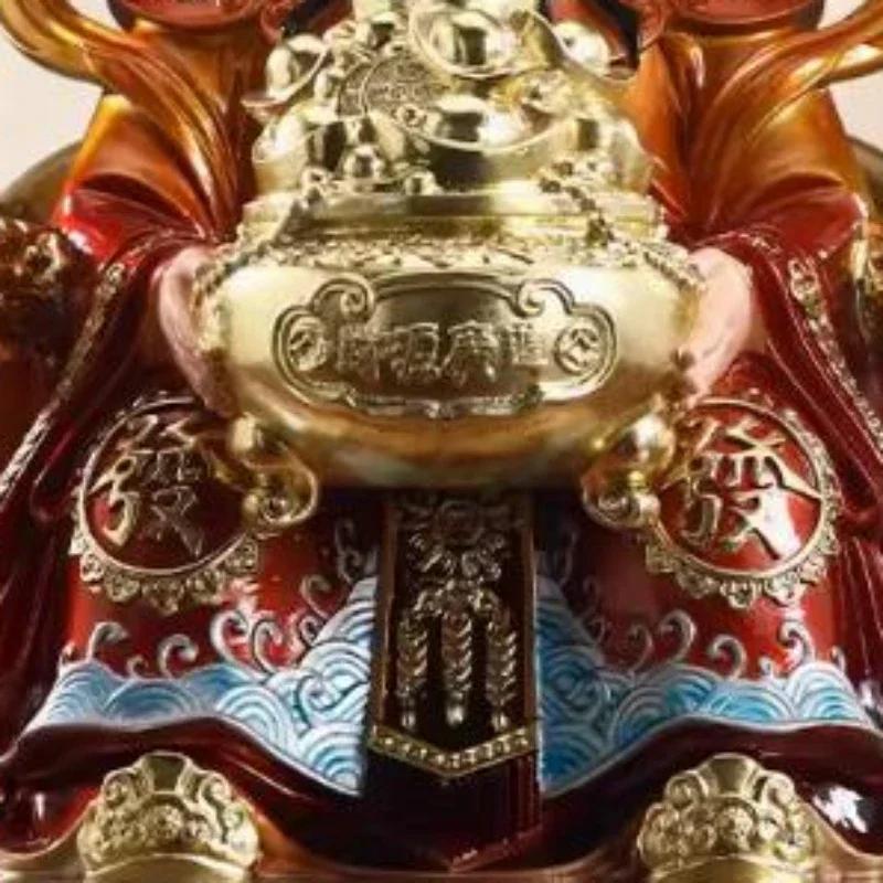 1 szt. Żywiczna Statua Buddy Bóstwa Bogactwa Ozdoba Żywiczne Rzemiosło Prezent na Otwarcie Sklepu Feng Shui Dekoracja Domu Przyciąganie Bogactwa